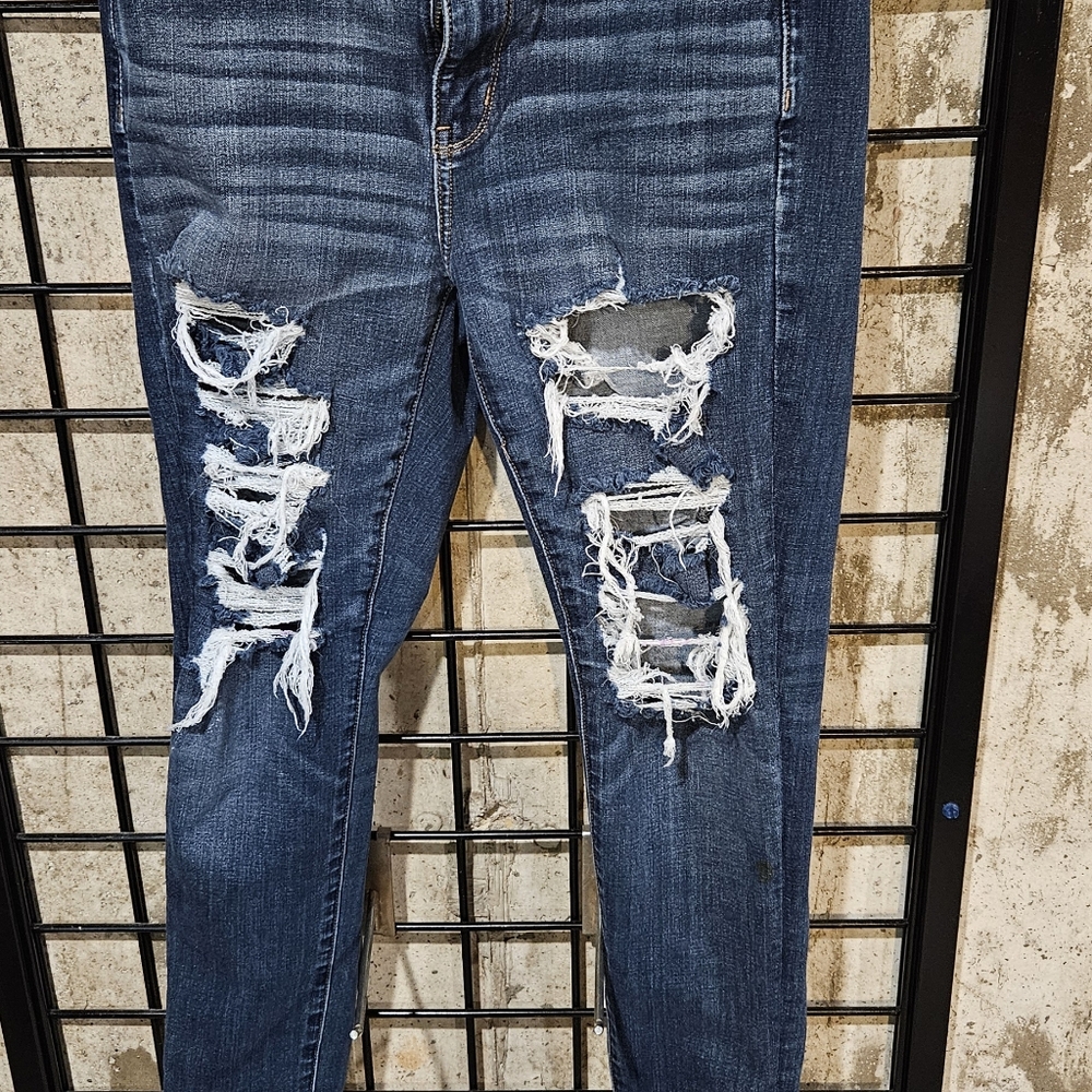American eagle next level stretch hi rise jegging dark blue womens sz 10 short